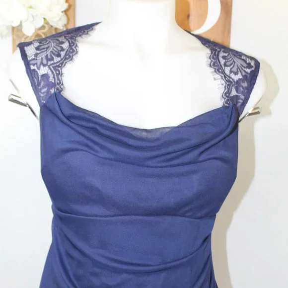 Scarlett Draped-Neck Lace Strap Chiffon Cocktail Dress - Picture 2 of 7